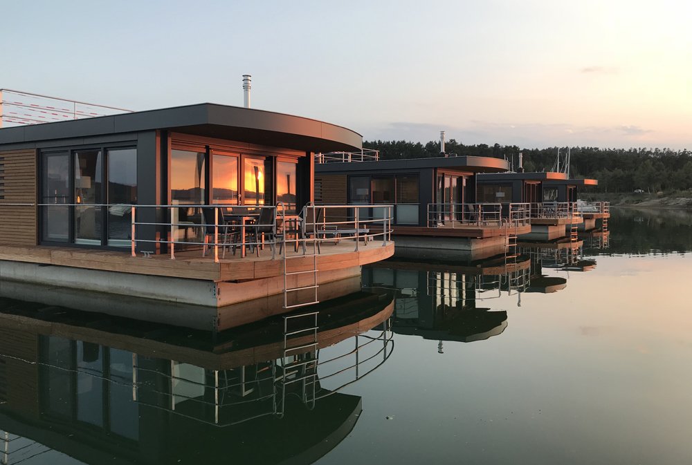 Schwimmende Häuser Brombachsee Pleinfeld Neubau Einfamilienhaus kaufen