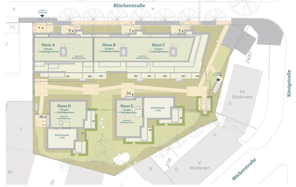 Lageplan Neubauprojekt Blücherhöfe Hamburg Altona, Eigentumswohnungen