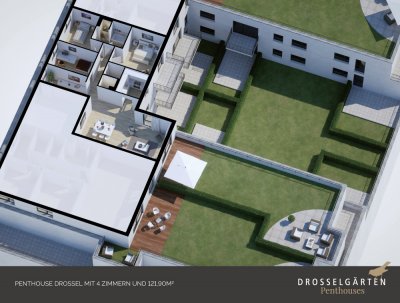Grundriss zur Wohnung in DROSSELGÄRTEN Penthouse Amsel