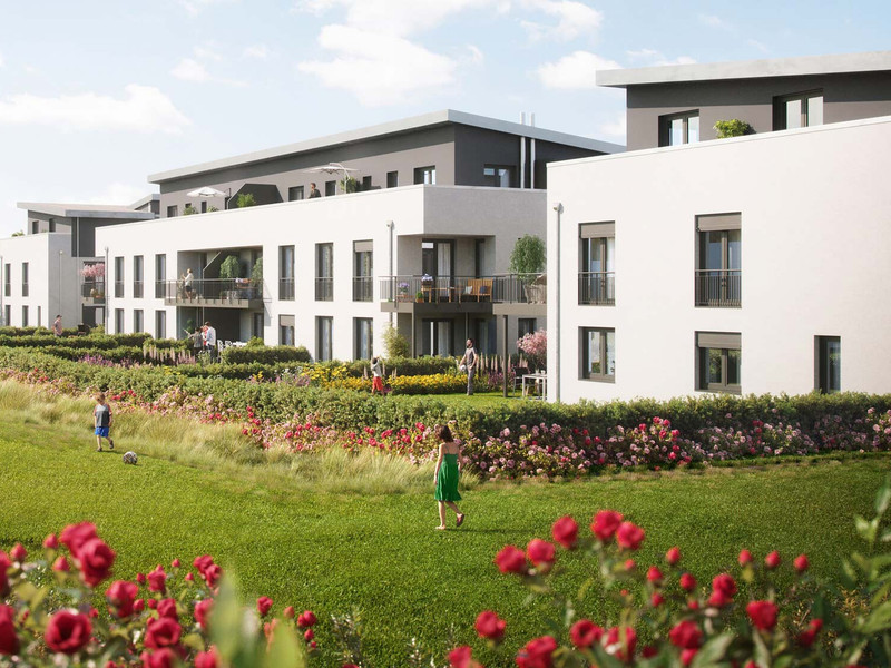 Gartenansicht der neuen Wohnhäuser in Rosenredder Uetersen