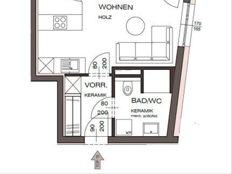 Am Graben Vöcklabruck: 42 m² Wohnung mit schöner Loggia - Haus C Top 18