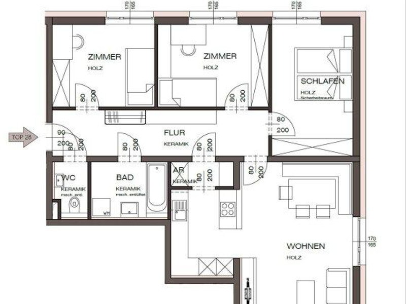 Am Graben Vöcklabruck: 85 m² Wohnung mit 3 Schlafzimmer - Haus B Top 28