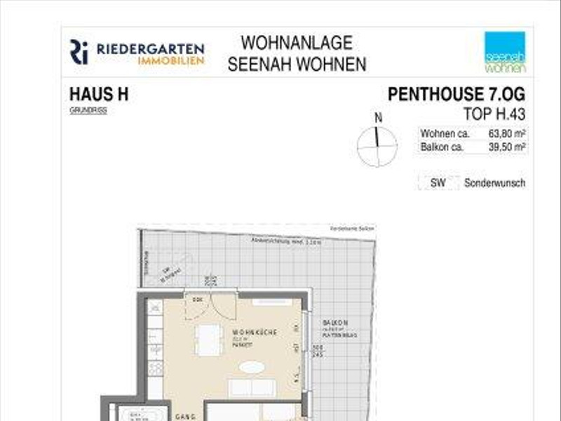 Lichtdurchflutetes Penthouse mit 3 Zimmer in Klagenfurt.