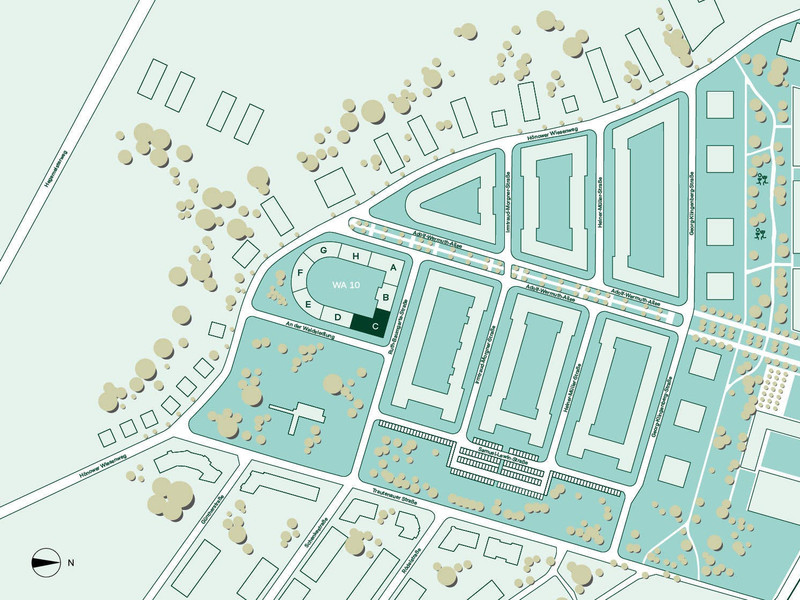 Lageplan der Eigentumswohnung im Quartier Parkstadt Karlshorst 1