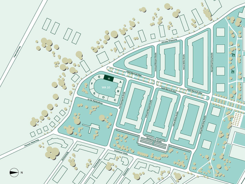 Lageplan der Eigentumswohnung im Neubauprojekt Parkstadt Karlsho