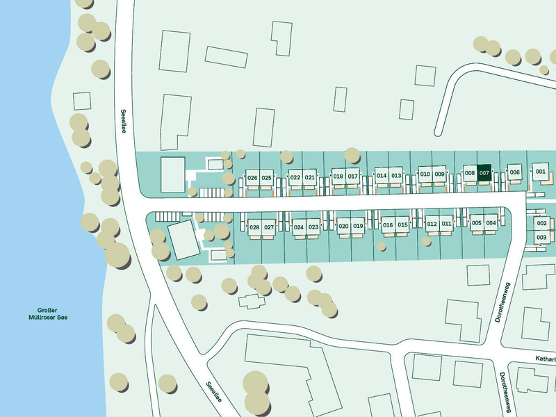 Lageplan des Doppelhauses im Neubauprojekt Seequartier