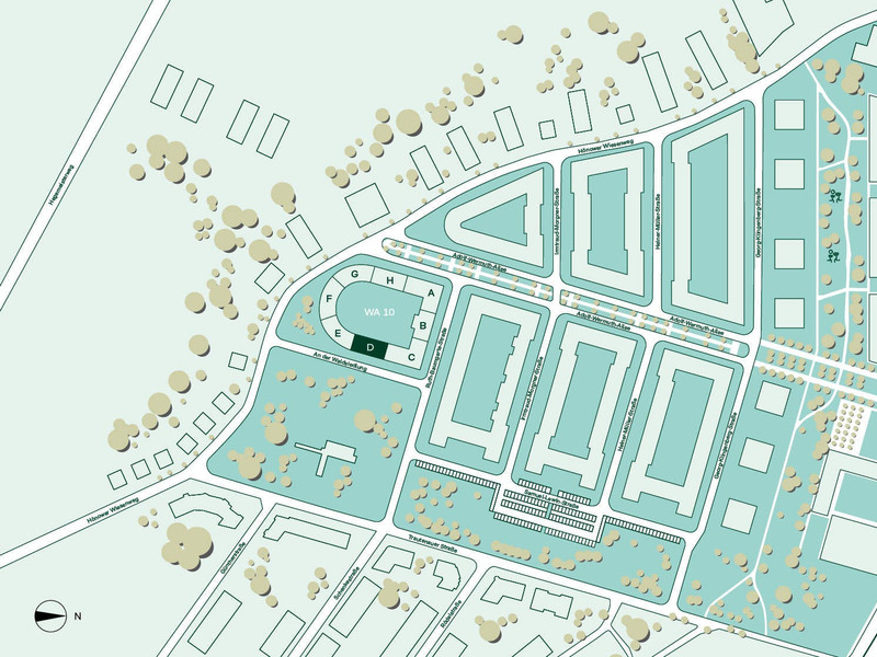 Lageplan der Eigentumswohnung im Neubauprojekt Parkstadt Karlsho